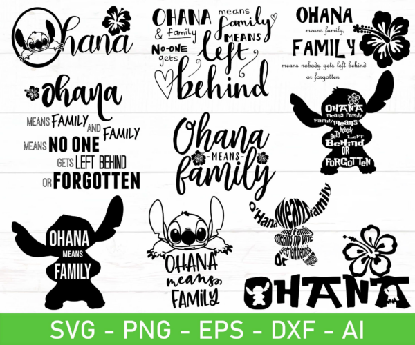 Ohana Means Family Svg, Eps, Dxf, Ai, Png, Files For Cricut, Family