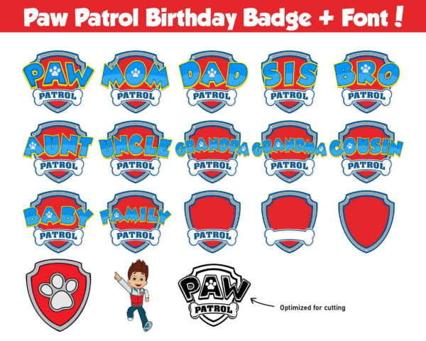 Paw Badge Svg Layered, Patrol Badge Bundle For Cricut, Paw Birthday