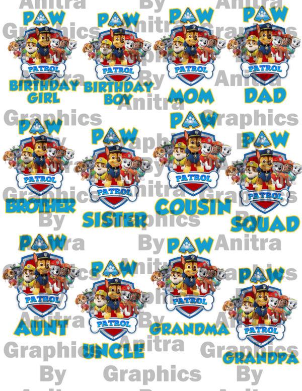 Paw Patrol Birthday Bundle, Digital Download Png, Family Svg, Bundle