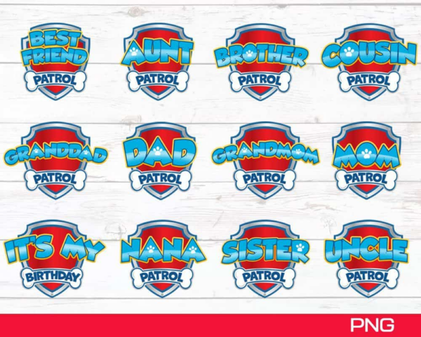 Paw Patrol Birthday Bundle Png, Family Paw Patrol Png, Paw Patrol ...