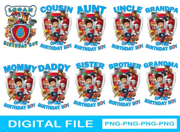 Paw Patrol Birthday Bundle Png, Family Paw Patrol Png ,Paw Patrol