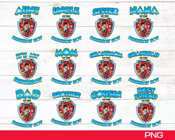Paw Patrol Birthday Bundle Png, Family Paw Patrol Png