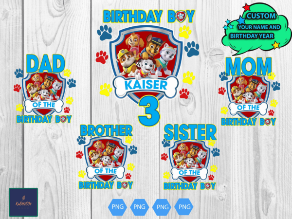 Paw Patrol Birthday Png, Paw Patrol Birthday Bundle Png, Paw Patrol