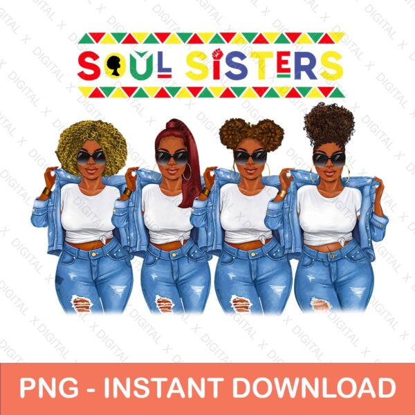 Personalized Png, Soul Sisters Denim 4 Girls Png, Soul Sisters Png