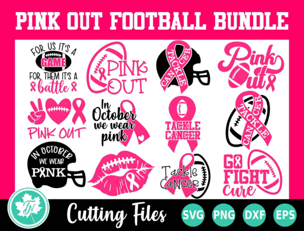 Pink Out Svg, Football Svg, Breast Cancer Svg, Svg Files For Cricut