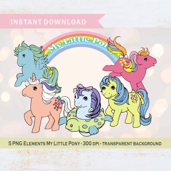 Png Bundle Little Horse, Vintage 90S, 80S,G1 Png, Clipart For