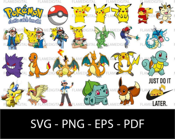 Pokemon Bundle Svg, Pokemon Svg, Pikachu Svg, Pikachu Clipart,