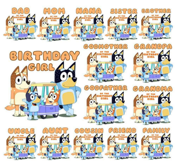 Printable Bluey Girl Birthday Family Bundle Png, Png Girl, For