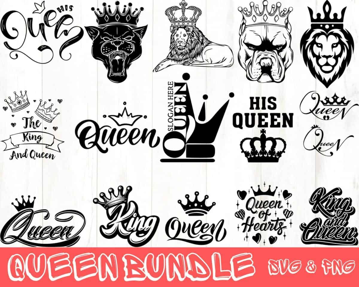 queen svg bundle hand lettered king svg crown svg birthday cbqgy