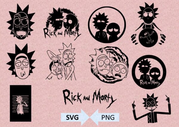 Rick And Morty Digital Clipart Svg And Png, Svg Cricut, Silhouette ...