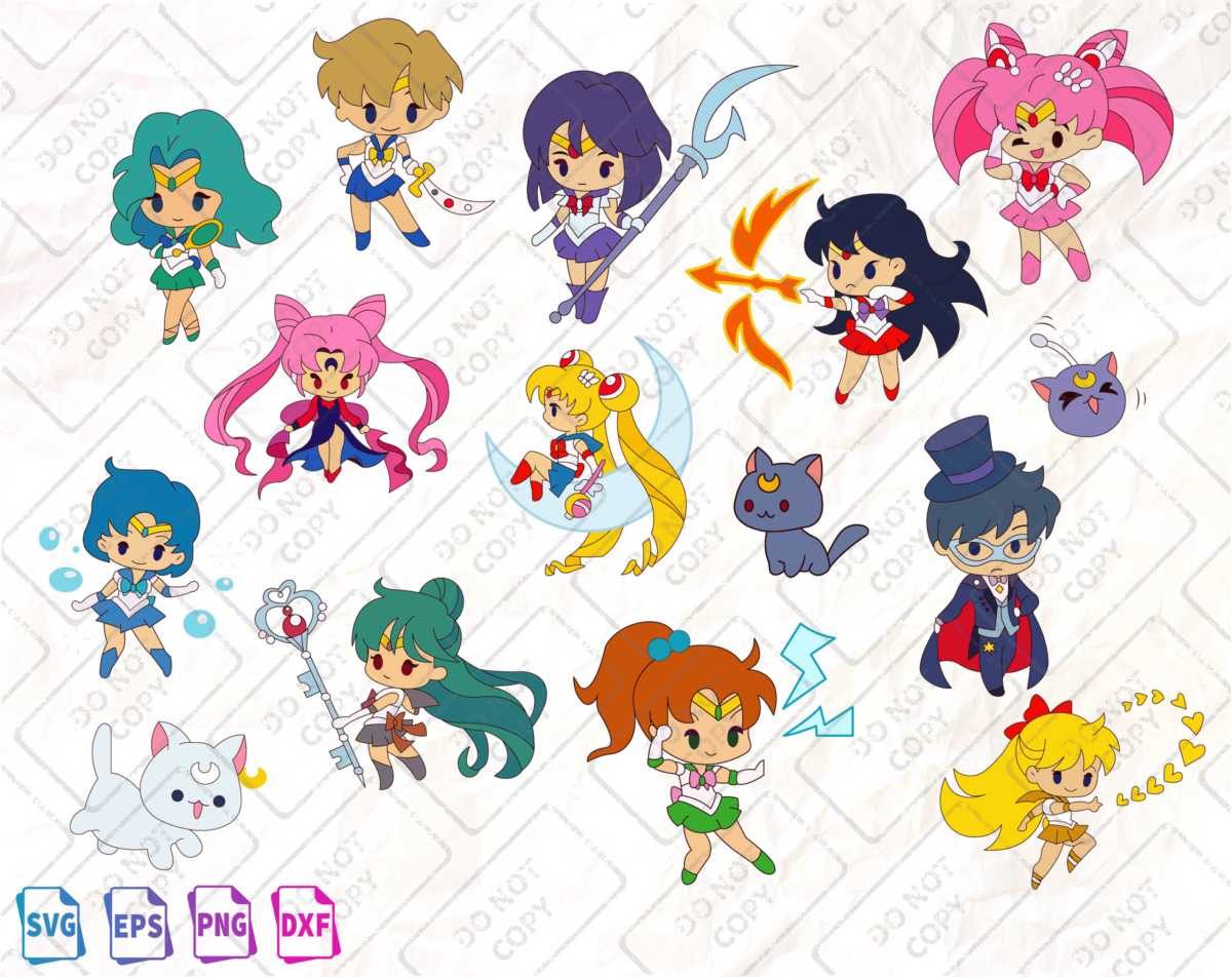 Sailor Moon 15 Svg Bunde, Sailor Moon Png, Sailor Moon Stickers,