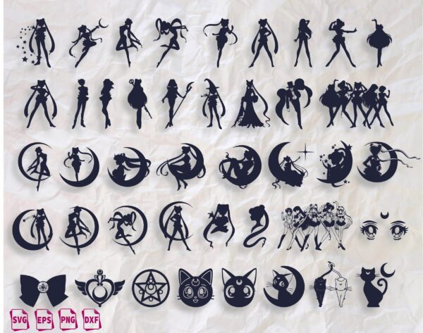 Sailor Moon 40+ Svg Bunde, Sailor Moon Png, Sailor Moon Stickers