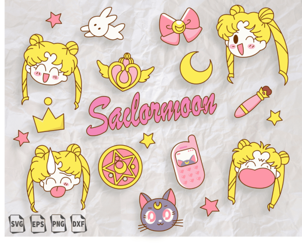 Sailor Moon Svg Bunde, Sailor Moon Png, Sailor Moon Stickers