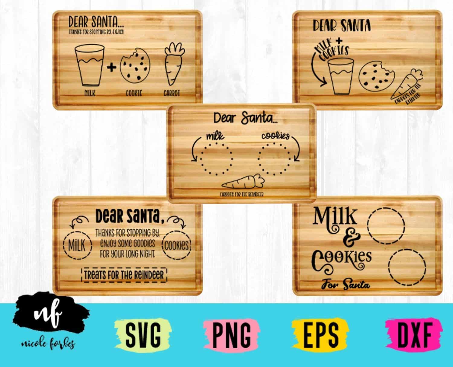 Santa Cookie Board Svg Bundle, Svg Cricut, Silhouette Svg Files