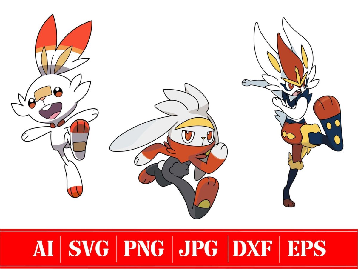 Scorbunny Evolution Pokemon Svg ? Raboot, Svg ? Cinderace Svg ?, Ai,