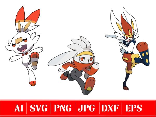 Scorbunny Evolution Pokemon Svg ? Raboot, Svg ? Cinderace Svg ?, Ai,
