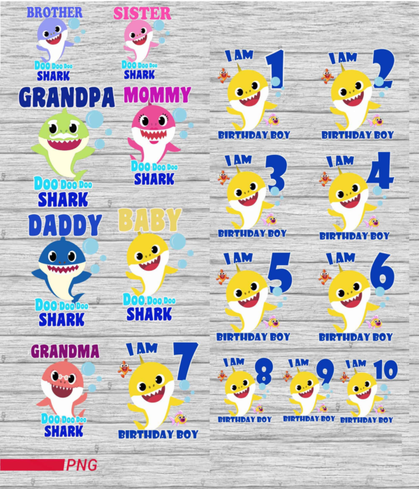 Shark Family Bundle, Png Doo Doo Doo Sister Shark, Daddy Sister Shark