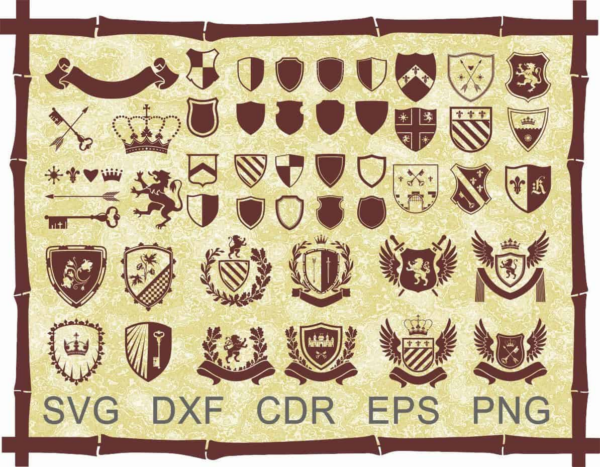 Shield Svg Bundle, Coat Of Arms Svg, Heraldic Clipart, Coat Of Arms,