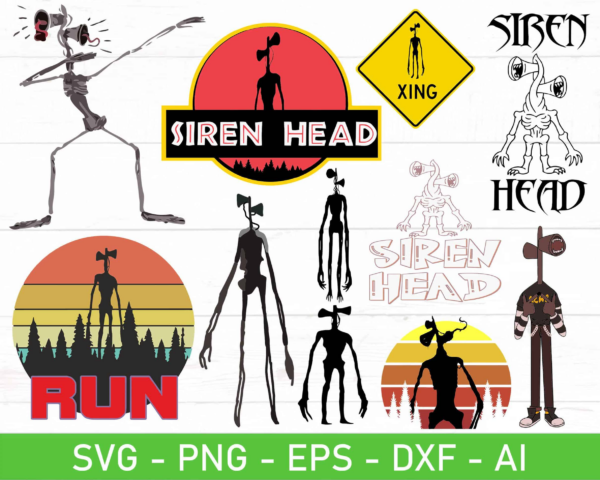 Siren Monster Bundle Svg, Eps, Dxf, Ai, Png, Files For Cricut,