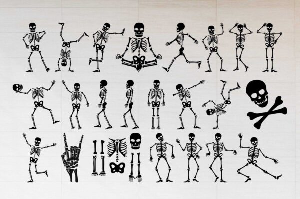 Skeleton Svg, Skeleton Svg Bundle, Dancing Skeletons Svg, Halloween