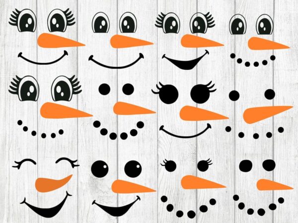 Snowman Faces Svg, Snowman Svg, Snowman Clipart Christmas Svg Snowman