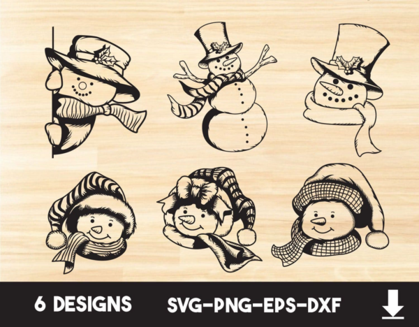 Snowman Svg, Snowman Face Svg, Snowman Clipart, Snowman Bundle Svg,