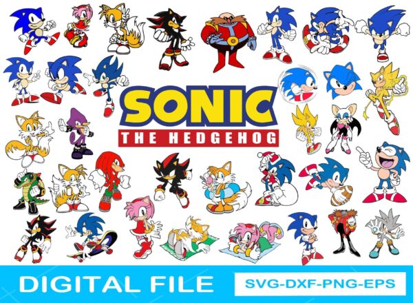 Sonic Bundle Svg, Sonic The Hedgehog Svg, Sonic Characters Svg,