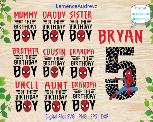 Spiderman Birthday Svg, Birthday Boy Spiderman Svg, Family Spiderman