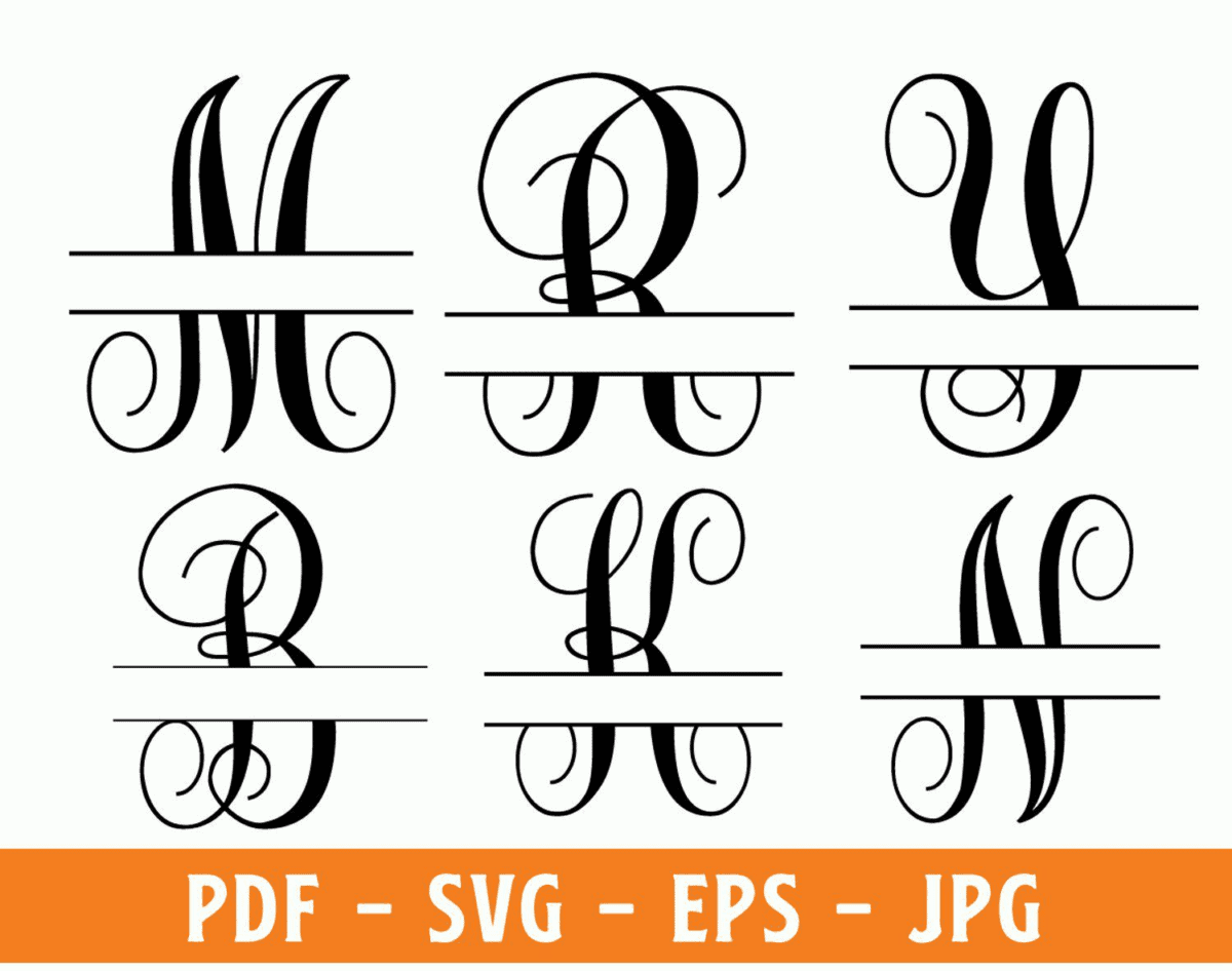 Split Monogram Svg Split Monogram Frame Alphabet Digital Download