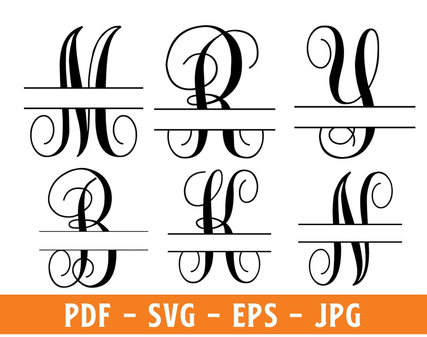 Split Monogram Svg, Split Monogram Frame Alphabet, Digital Download