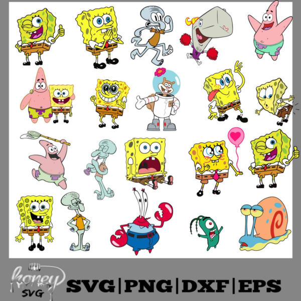 Spongebob Svg Bundle, Spongebob Svg, Gary Svg, Squidward Svg, Patrick