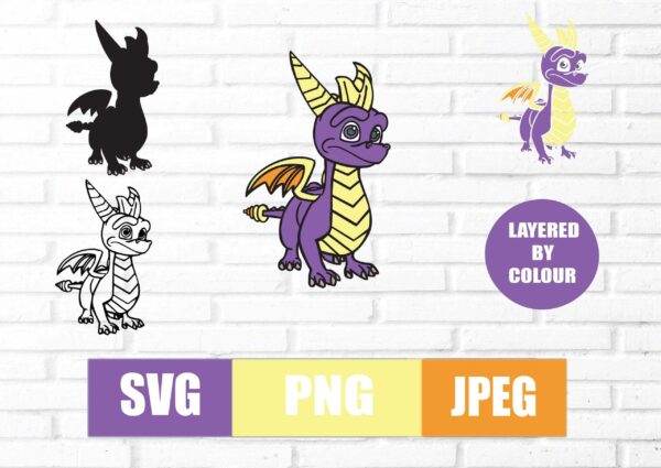 Spyro Layered Svg, Png, Jpeg, Cricut, Silhouette Cut File, Instant
