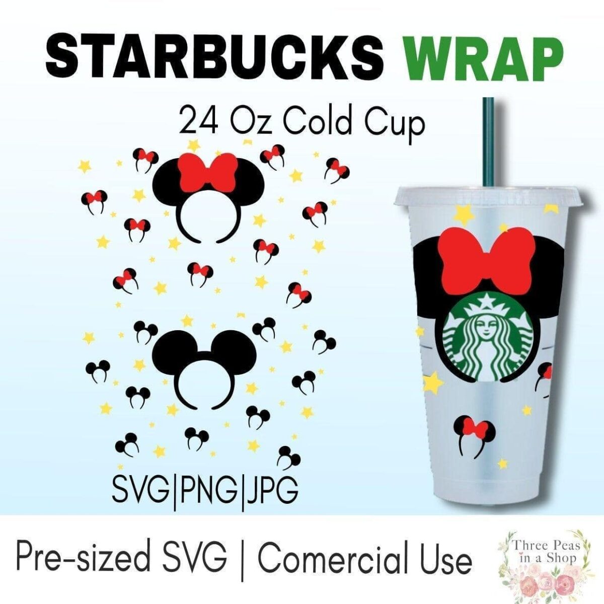 Starbucks Disney Headband Wrap Bundle, Pre Sized Mickey And Minnie