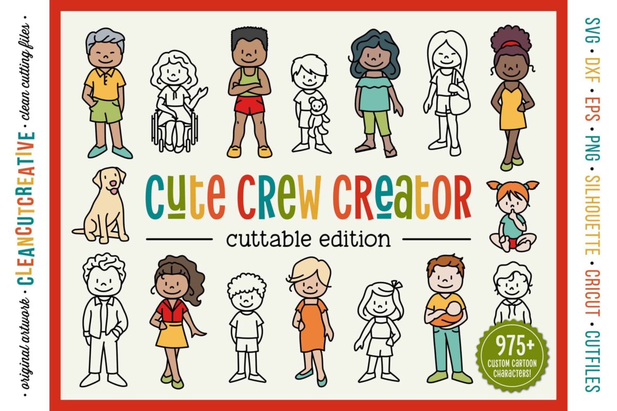 Stick Figure Svg, Cute Crew Creator Cuttable Custom Family Portrait