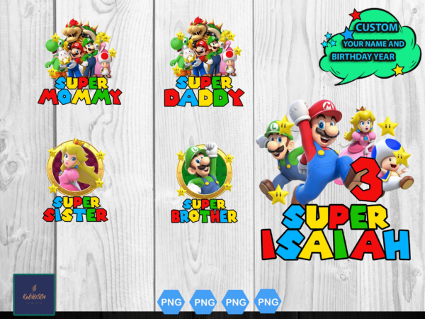 Super Mario Birthday Png, Super Mario Birthday Bundle Png, Super