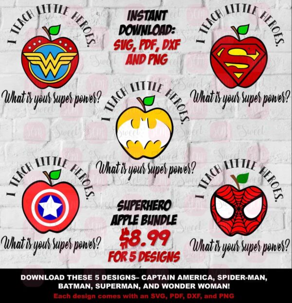 Superhero Apple Bundle, Teacher, Super Power, Teach Little Heroes