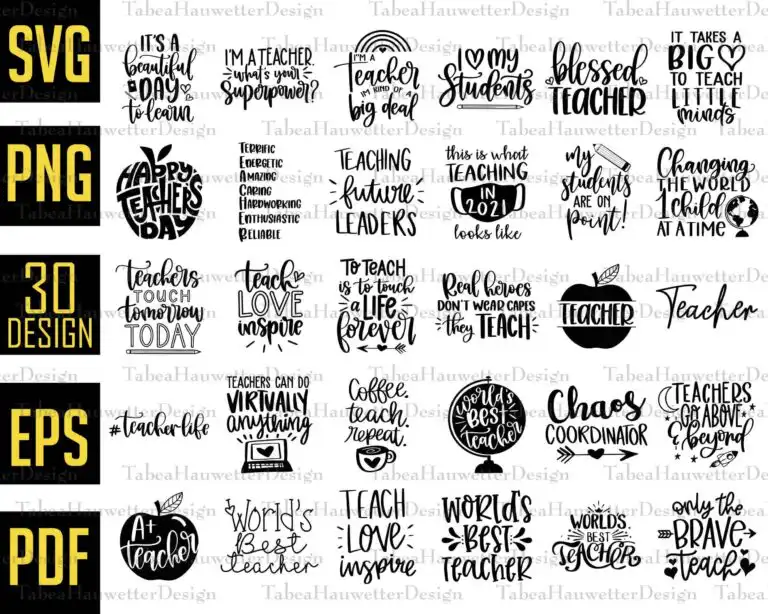 Teacher Svg Bundle Hand Lettered Svg