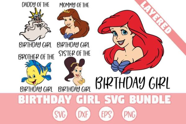 The Little Mermaid Birthday Svg Bundle, Ariel Svg, Birthday Girl Svg,