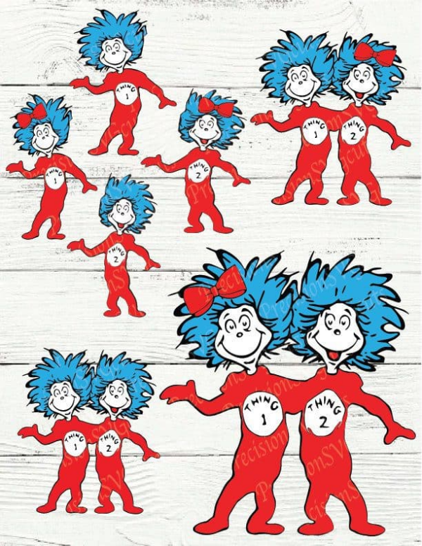 Thing 1 And Thing 2 Dr Seuss' Thing 1 And Thing 2 Digital Svg, Png,