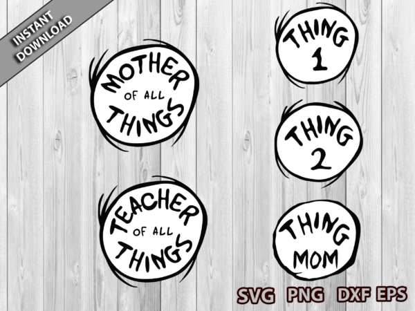 Thing 1 Thing 2 Svg, Dr. Seuss Svg, Teacher Thing One Thing Two Svg ...