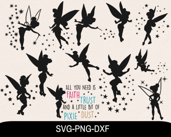 Tinkerbell Svg, Tinkerbell Svg Bundle, Tinkerbell Silhouette Svg ...