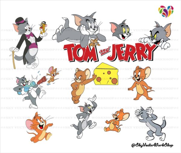Tom And Jerry Svg Bundle,Tom Cat Svg, Jerry Svg, Tom And Jerry Svg,