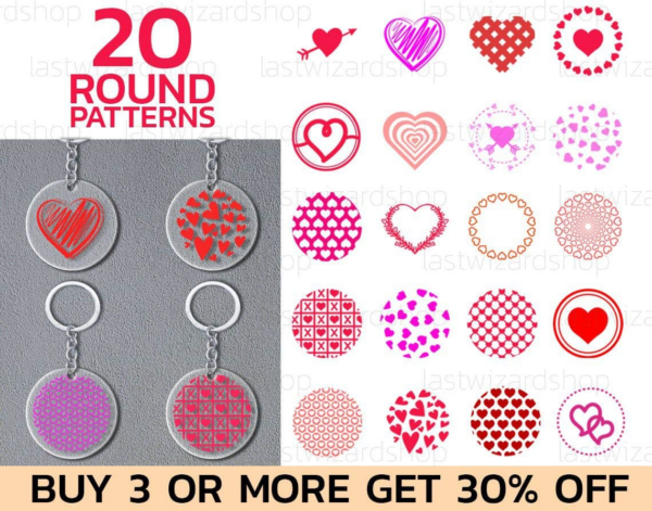 Valentines Day Svg, Round Pattern Svg, Love Keychain Patterns Svg,