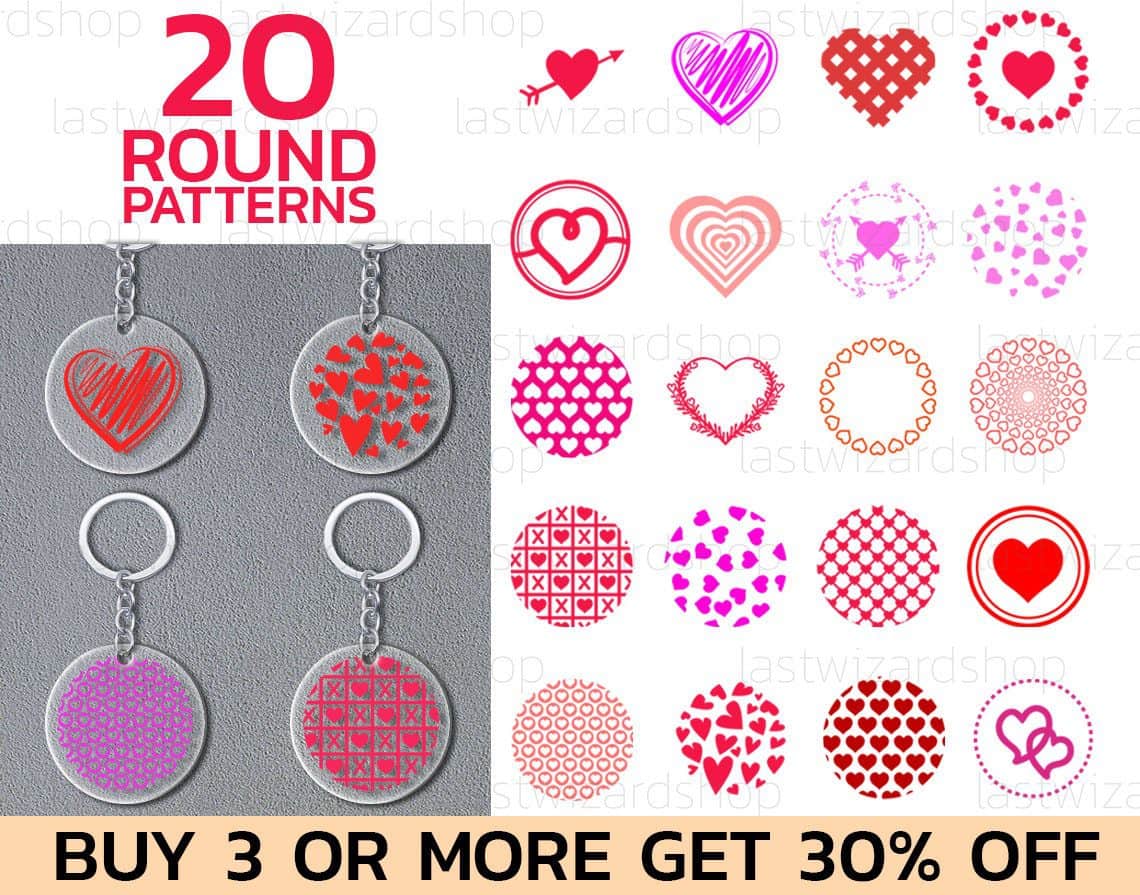 Valentines Day Svg, Round Pattern Svg, Love Keychain Patterns Svg ...