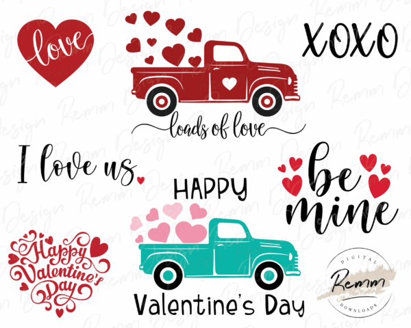 Valentines Svg Bundle, Valentines Truck Svg, Valentine'S Svg,