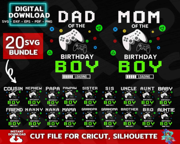 Video Game Family Birthday Svg Bundle, Gamer Birthday Boy, Video Game