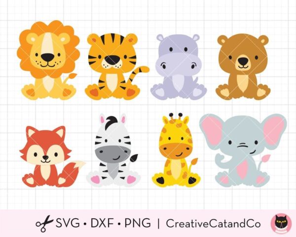 Wild Animals Svg Clipart Baby Boy And Girl Forest Woodland Jungle