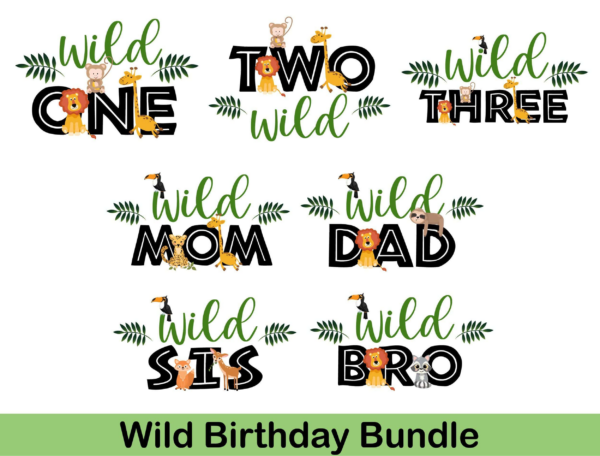 Wild One Birthday Svg Bundle, Two Wild Svg, Three Wild Svg, Wild Mom