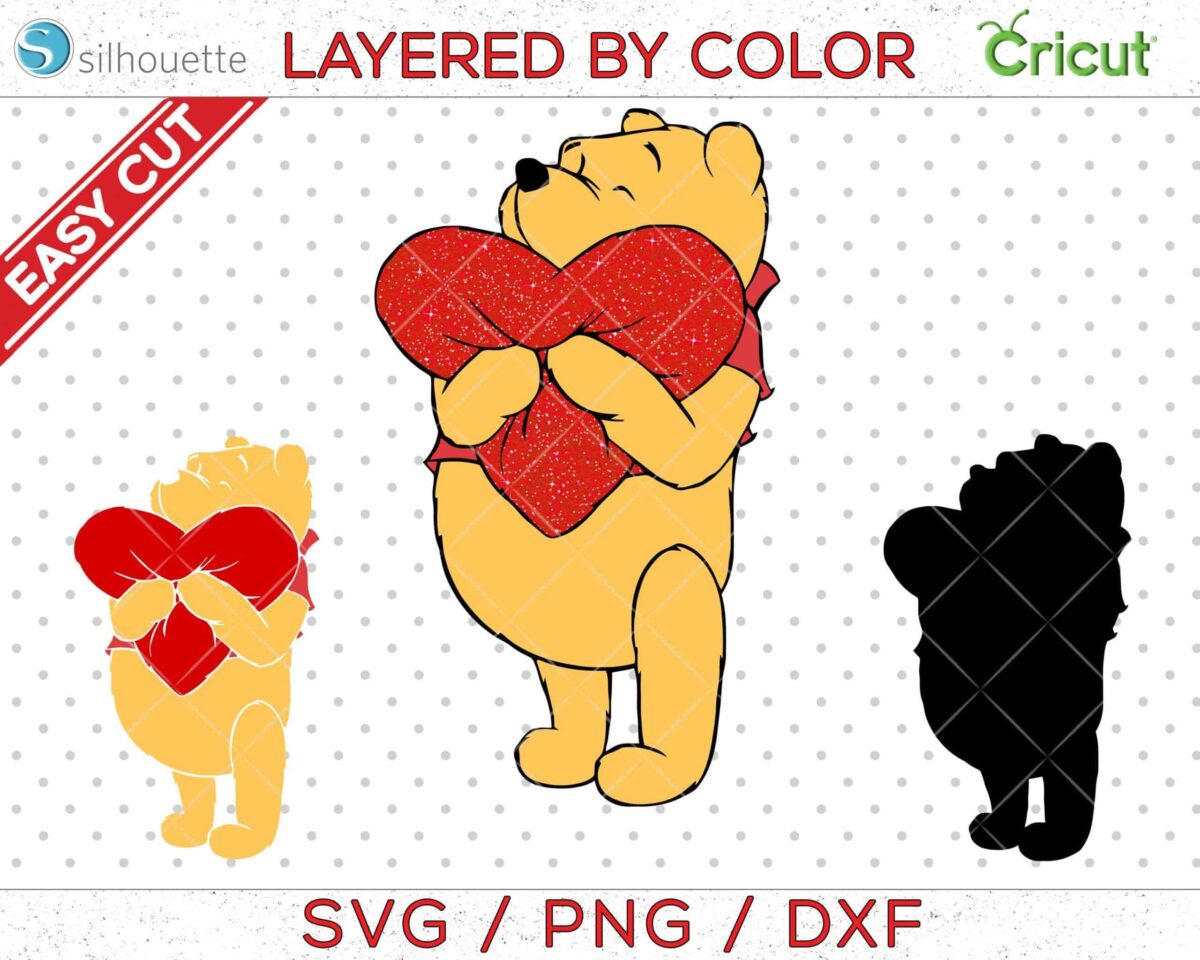 Winnie The Pooh Svg, Pooh Cut File, Pooh Cricut File, Valentines Svg