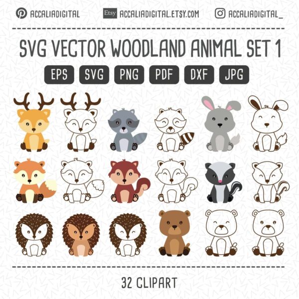 Woodland Svg, Woodland Vector File, Woodland Silhouette, Animal Svg,